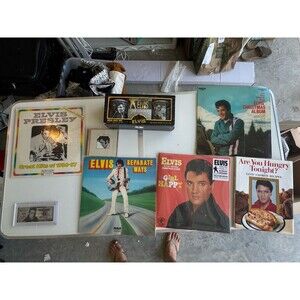 Elvis Presley Collectible Memorabilia Lot Of 8 Items Records Mugs CD Calendar